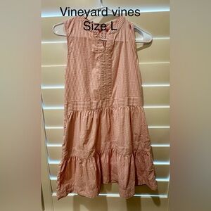 Vineyard Vines Coral Striped Sleeveless Dress